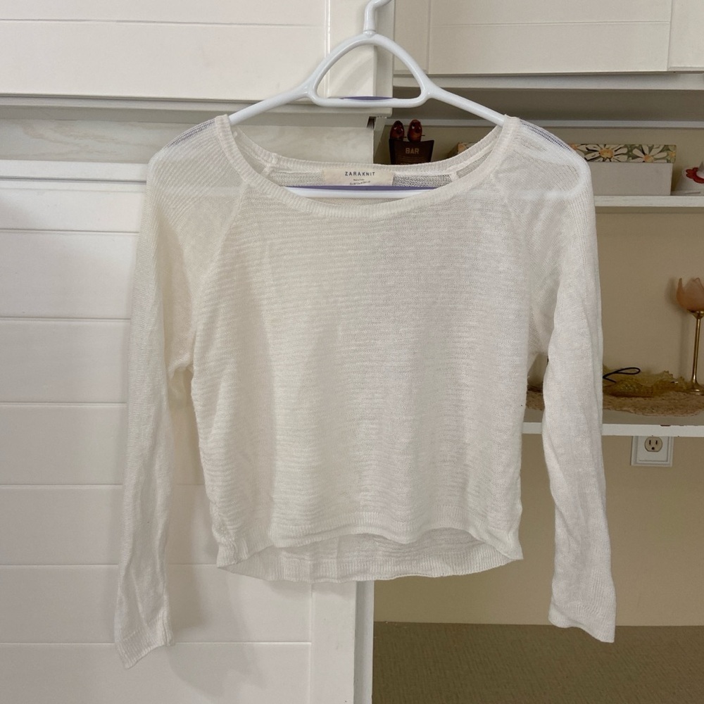 White Knit Crop Top By Zara